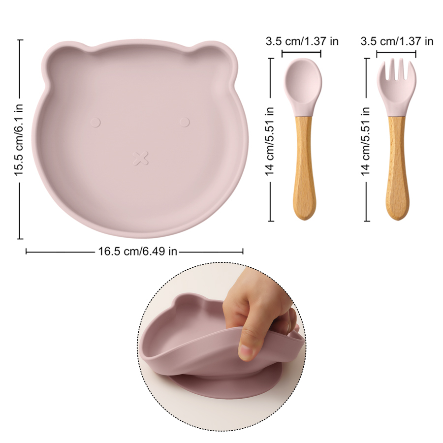 3PCS Cartoon Bear Silicone Pia - Silicone Suction Bowl recensione e prezzo